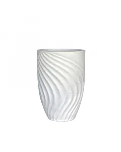 Kültéri virágcserép a wave termékcsaládból 34 cm átmérőjű, magas, kerek kialakítás hullámmintás felület, vintage fehér szí