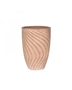Kültéri virágcserép a wave termékcsaládból 34 cm átmérőjű, magas, kerek kialakítás hullámmintás felület, vintage tób szín 