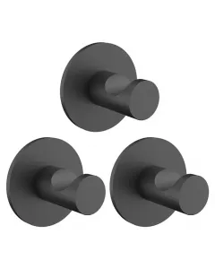 Venus akasztó, 3 db-os szett matt fekete kivitelben Öntapadós falra rögzítés fúrás nélkül modern, letisztult design  szerszámmen