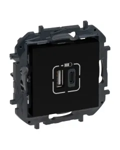 Usb-a+c töltőaljzat 5v 3a 15w teljesítménnyel két eszköz egyidejű töltésére alkalmas süllyesztett szerelés, csavaros kapoccsal m