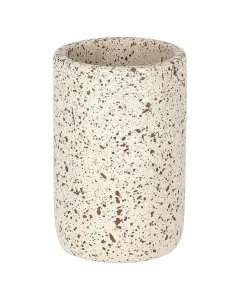 Camargue fogkefetartó pohár stone terrazzo, matt terrazzo hatású felülettel szín: kávébarna polirezinből készült könnyen tisztí