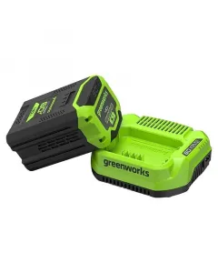 Akkumulátor és töltő greenworks 60v rendszerhez 4 ah kapacitás, 216 wh teljesítmény 2 a-es töltő gyors töltéshez lítium-ion tech
