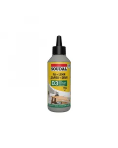Soudal 64a gyorskötésű, vízálló faragasztó vízállóság: d3 kiszerelés: 250 g keményfa, puhafa és farostlemez ragasztásához