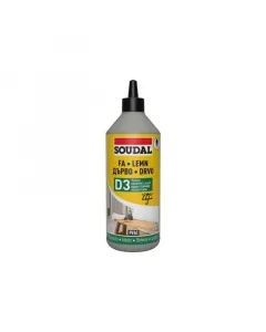 Soudal 64a gyorskötésű, vízálló faragasztó vízállóság: d3 kiszerelés: 750 g keményfa, puhafa és farostlemez ragasztásához