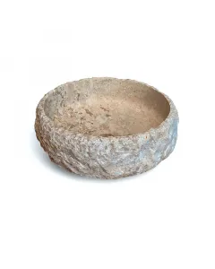 Bathco mosdókagyló kayabi pultra ültethető mosdó méret: 38 cm x 38 cm x 13 cm bézs tónusú felület nyers külső textúra  minden 