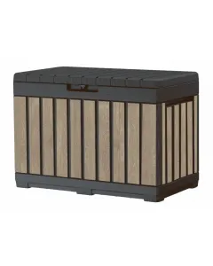 Keter kentwood deco kerti tároló kőrisfa színben Űrtartalom: 190 l kompakt méret: 82,3 x 45,7 x 57,7 cm tartós műanyag anyag fa ha