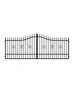 Polbram heves kétszárnyú kapu 300 x 120-150 cm mérettel galvanizált szín: fekete (ral9005) korrózió elleni védelemmel festést nem