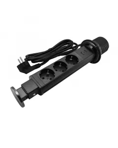 Commel bútorba beépíthető elosztó praktikus pop up kialakítással 3 aljzat és usb a + c csatlakozó 2 méteres h05vv-f 3g1,5 kábel f