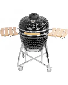 Kamado grill prémium kerámia kivitelben nagyméretű 57,4 cm grillrács grillezéshez, sütéshez és füstöléshez beépített hőmérő