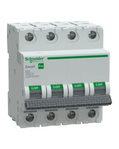 Schneider easy9 pro kismegszakító: 4 pólus, 25 a b kioldási jelleggörbe 6000 a megszakítóképesség din sínre szerelhető ip20 és i