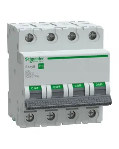 Schneider easy9 pro kismegszakító: 4 pólus, 32 a b kioldási jelleggörbe 6000 a megszakítóképesség din sínre szerelhető: modulári
