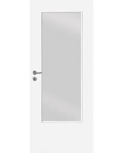 Beltéri ajtólap 75 x 210 cm-es falnyílásba, zm6-os tokhoz fehér színű ajtólap, savmart üvegezéssel jobbos nyílásirány papírrá