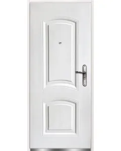 A fém bejárati ajtó 97 x 205 cm-es méretével ideális társasházi lépcsőházhoza tok és a szárny lemezvastagsága 1,2 mm illetve 0