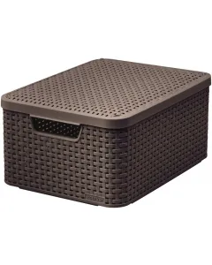 Rattanhatású műanyag 2 fogantyúval tetővel