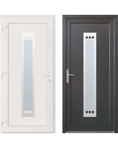 A cando márkájú bejárati ajtó kívül antracit, belül fehér színben érhető el100 x 210 cm-es falnyílásba illeszkedikbalos kivite