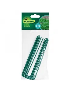 Műfű rögzítéséhez anyaga: fém, pvc színe: zöld mérete: 17 x 3,5 cm 10 db/csomag