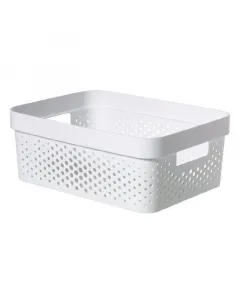 Méret: 36 x 27 x 14 cm anyag: műanyag Űrtartalom: 11 l szellőzőnyílásokkal 100%-ban újrahasznosított anyagból