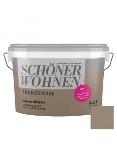 Macchiato árnyalatban a schÖner wohnen márka beltéri falfestéke matt felületet adlemosható, kopásálló felületet biztosít falak �