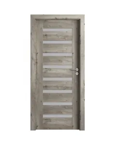 Beltéri ajtólap 90 x 210 cm-es falnyíláshoz anyaga: mdf portaperfect 3d fólia szibériai tölgy színben jobbos nyilásirány Üvegez