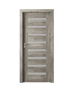 Beltéri ajtólap 90 x 210 cm-es falnyíláshoz anyaga: mdf portaperfect 3d fólia szibériai tölgy színben balos nyilásirány Üvegezet