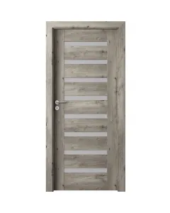 Beltéri ajtólap 100 x 210 cm-es falnyíláshoz anyaga: mdf portaperfect 3d fólia szibériai tölgy színben balos nyilásirány Üvegeze