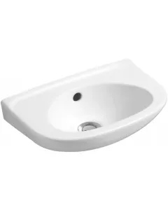 ALFÖLDI BÁZIS - mosdó (bal, 40x25cm) Kerámia  Ívelt kialakítás rögzítés módja: falra szerelhető balos csaplyukkal és túlfolyónyílással