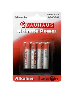 Bauhaus ultimate power - alkáli mikroelem (aaa, 1,5v, 4db)