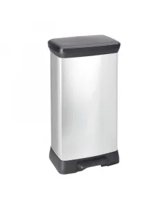Űrtartalom: 50 l lábbal nyitható fedél fémhatású műanyag ezüst-fekete színű