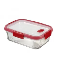 Curver smart cook - üveg ételtartó (szögletes, 0,9l, átlátszó-piros)