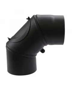 Kamintherm - füstcső tisztító nyílással (fekete, szerelhető, Ø130mm, 90°)
