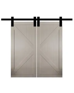 Természetes megjelenés loft stílus mdf-ajtólap pvc-fólia-bevonattal keresztpántos, kétszárnyú kivitel falnyílás elé szerelhető 