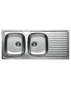 Rozsdamentes acél natúr felületű kétmedencés mosogató csepegtetővel medence mérete: 350x400 és 350x400 mm csaplyuk nélkül