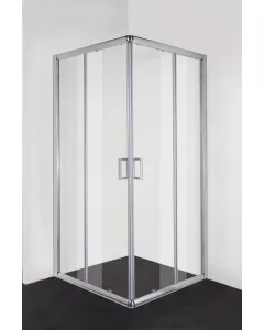 Szögletes kivitel szimpla alsó, dupla felső görgők 5 mm-es, átlátszó, biztonsági üveg zuhanytálca nélkül Állítható fali pro