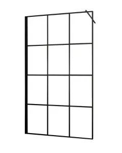 Névleges méret: 120 x 195 cm 6 mm-es, biztonsági üveg festett, fekete, négyzetrácsos minta Állítható festett fekete tartókonzol
