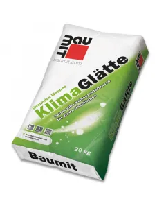 BAUMIT - klíma glett (20kg) Beltéri használatra max. 3 mm vastagságig rétegenként fehér színű gyárilag előkevert