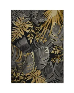 Síkszövött kültéri szőnyeg mérete: 120 x 170 cm súlya: 1100 g/m2 anyaga: 100% polipropilén színe: arany-szürke-fekete levél mint