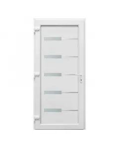 100 x 210 cm-es falnyílásba balos nyílásirány pvc-profil acélmerevítéssel hőhídmentes alumíniumküszöb fehér portál biztons�