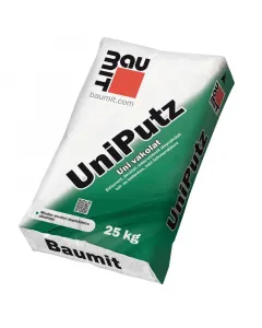 BAUMIT UNIPUTZ - kézi alapvakolat (szürke, 25kg) Univerzális mész-cement vakolat minden ásványi felületre alkalmas gyárilag előkevert alapvakolatként és simítóvakolatként is has