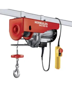 HERKULES SHZ 500-18 - drótköteles emelő (1000W) Teljesítmény: 1000 w max. terhelés: 500 kg csigával, 250 kg csiga nélkül kötélsebesség: 4 m/perc csigával, 8 m/perc csiga nélk