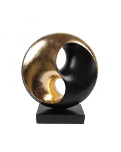 Arany és fekete színű jin-jang dekorszobor beltérre látványos díszítőelem ezoterikus motívum méret: kb. 27 cm x 9,5 cm x 30,5 