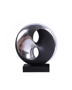 Ezüst és fekete színű jin-jang dekorszobor beltérre látványos díszítőelem ezoterikus motívum méret: kb. 27 cm x 9,5 cm x 30,5