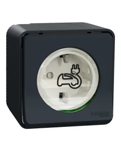Schneider mureva styl 2p+f aljzat megerősített csatlakozóval elektromos járművek töltéséhez ip55 és ik08 védelem névleges üzemi