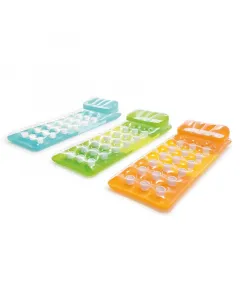Intex felfújható matrac párnával anyaga: tartós pvc hossza: 188 cm két légkamrás kialakítás Élénk színek: lila, zöld, narancss