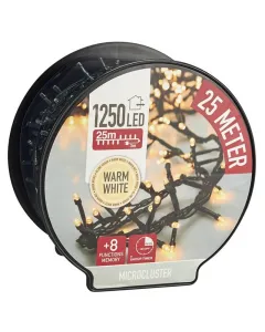 Fényfüzér energiatakarékos led-technológiával kül- és beltéri használatra 1250 db led-del 8 funkciós időkapcsolóval: 6 óra on/