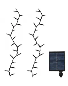Napelemes fényfüzér 500 db led-del kül- és beltéri használatra hidegfehér 8 funkciós 6 óra üzemidő