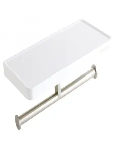 FERRO EMOTION - WC-papír-tartó (polcos) Az emotion termékcsalád része anyaga: rozsdamentes acél fehér kivitel falra szerelhető polccal