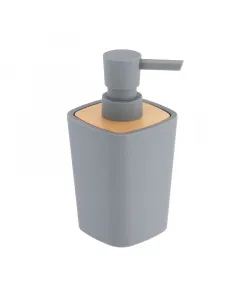 Tendance praktikus szappanadagoló 380 ml űrtartalom  szürke abs műanyag test bambusz fedél méret: 7.5 x 7.5 x 15.5 cm