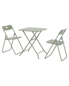 Balkonszett jordan, zöld színben porszórt acélváz Összecsukható az asztallap és az ülőfelület lézergravírozással ideális az e