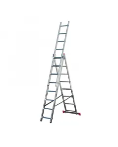 Max. terhelhetőség: 150 kg max. munkamagasság: 5,4 m anyaga: alumínium fokok száma: 3 x 8 Álló, támasztó- vagy tolólétraként 