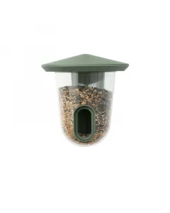 Feedr madáretető (18,5x18,5x19cm, zöld) átlátszó műanyagból készült, tartós kivitellel vad zöld színű tető modern és termés
